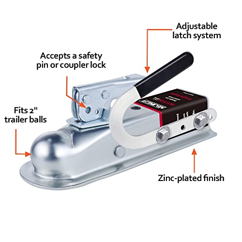 NBJINGYI Straight Trailer Coupler for 2" Ball and 2" Channel 3500 lbs - size: BALL 2", CHANNEL 2" 3500LBS with handle