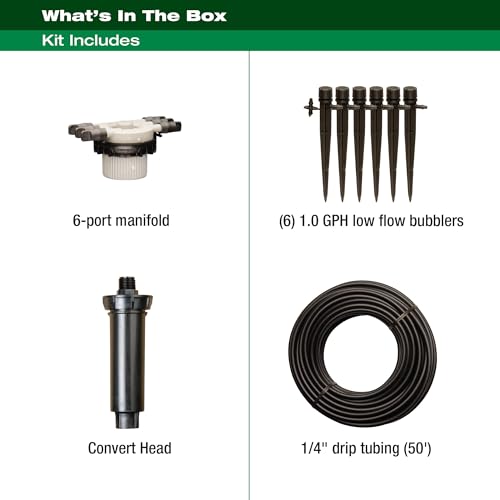 Rain Bird CNV182MBS Drip Irrigation Kit, 1/4" - size: Pack of 1, style: Convert 1800 Sprinkler to 6 Drip Bubblers