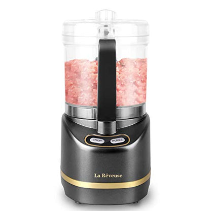 La Reveuse 2 Cup Mini Food Processor, Electric Chopper Small, Metallic Grey - color: Metallic Grey