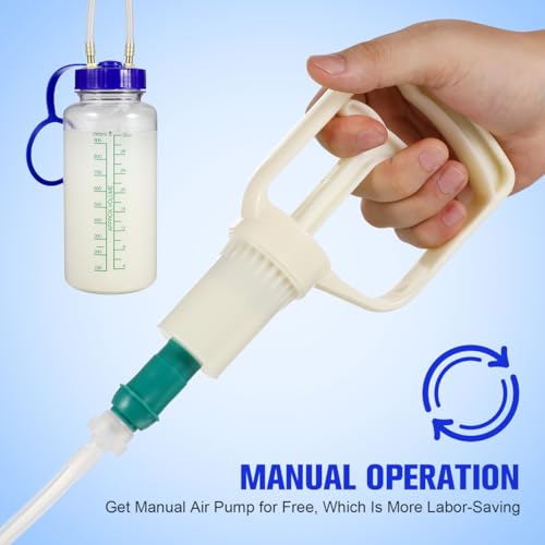 Totority Manual Milking Machine for Goats & Cows, 1L Portable Hand Vacuum Pump Milker Kit, Food-Grade Sheep Milking Bucket for Small Farm, Home, Daily Use