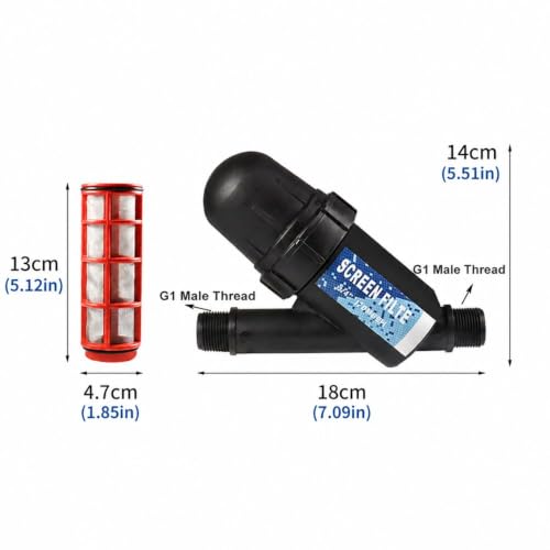 1 Inch Y Mesh Screen Water Filter, G1 Male Thread Inline Irrigation Strainer, Washable Reusable Filter for Drip Irrigation