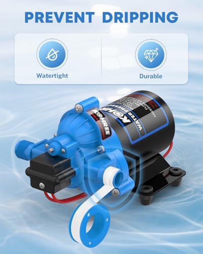 Kohree 12V RV Water Pump 3.5 GPM 45 PSI, Self-Priming Diaphragm Pump - size: 3.5 GPM 45 PSI-12V