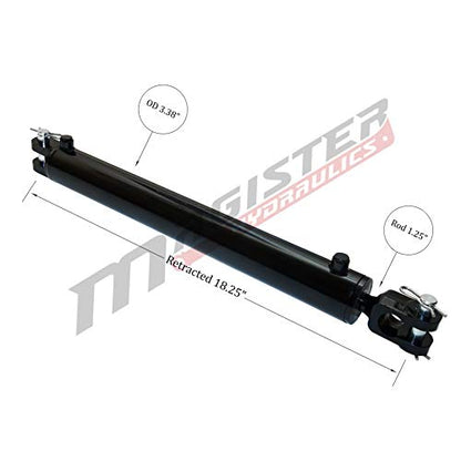 Double Acting Hydraulic Cylinder - AG Clevis Hydraulic Cylinder 2500 PSI tie-Rod Alternative 3" bore 8" Stroke (3x8) - size: 8" stroke