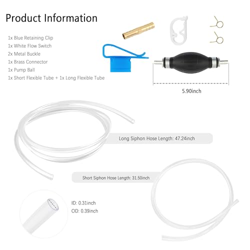 Gas Siphon Pump for Gasoline & 6.5FT Gas Siphon Hose