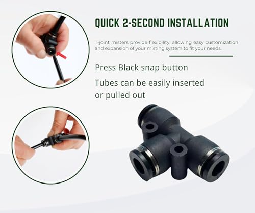 5pk Brass Misting Nozzles Tee 16 inch 360 Degree Adjustable Copper Sprayer, Compatible with1/4 trubing Hose Watering Plant Drip Irrigation Pneumatic Fittings Connection for Watering Garden（16inch） - color: 16inch-360 Misting Nozzles