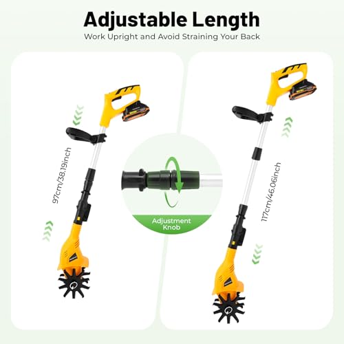 20V Cordless Electric Tiller Cultivator, 3.94" Working Width - size: 20V, 2 Blades