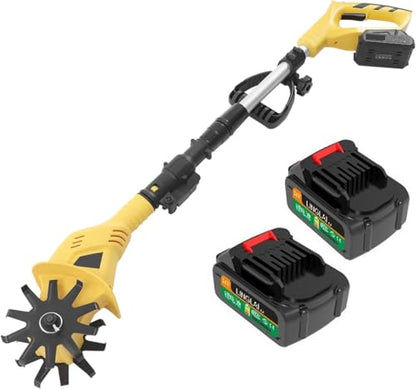 Cordless Electric Garden Tiller Cultivator, Lightweight Rototiller for Gardening,7.8-Inch Tilling Width,5-Inch Depth for Soil Preparation, Weeding, and Gardening 2 Batteries