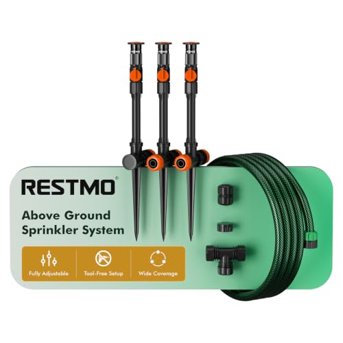 RESTMO Above Ground Sprinkler System,Irrigation Sprinklers for Yard,Orange - color: Orange
