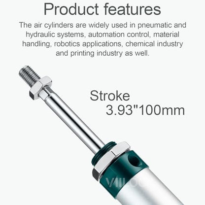 MAL25x100 Mini Air Cylinder 25mm Bore 100mm Stroke Double Acting - size: 25mm x 100mm