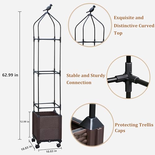 Sunnyglade 2 Pcs 44" Raised Garden Bed Planter Box with Trellis Tomato Cage