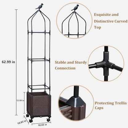Sunnyglade 2 Pcs 44" Raised Garden Bed Planter Box with Trellis Tomato Cage
