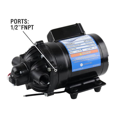 Everflo EF7000-BOX 7.0 GPM 12V Diaphragm Pump-1/2 FNPT Ports, Black - size: 7.0 GPM, style: Pump