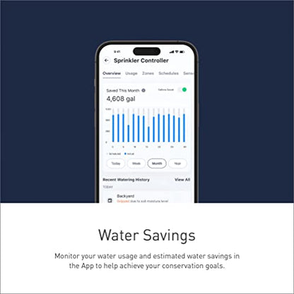 Moen 8-Zone Smart Sprinkler Controller, Wi-Fi Connectible Smart Irrigation System with Automatic Water Timer, WICNT008G1USA