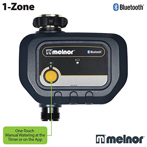 Melnor 65182AMZ Bluetooth Hose Timer, 1-Zone Programmable Watering Timer, Quick Connect Bundle, Black, Yellow - style: 1- Valve