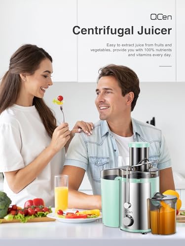 Juicer Machine 800W Centrifugal Juicer with Wide Mouth Feed Chute - color: Aqua, size: 800W