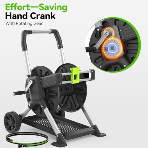 Upgrade Garden Hose Reel Cart, Holds 200 Ft 5/8" Hose With Wheels - size: 200 FT