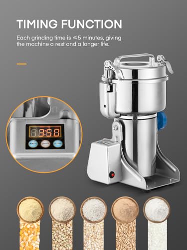 Electric Grain Mill for Flour 2500g, Flour Mill Swing 3850W, Upgrade Stainless Steel Flour Mill, High-speed Spice Herb, Commercial Superfine Machine, Dry Cereals Pulverizer