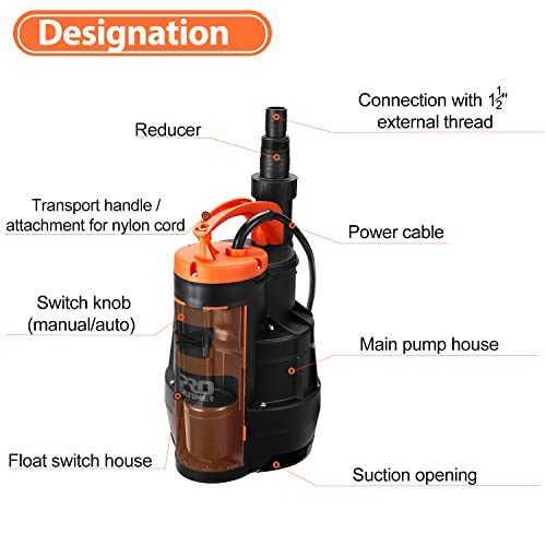 Prostormer 1HP 3500GPH Sumbersible Sump Pump with Built-in Float Switch - style: 1HP