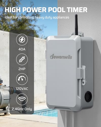 DEWENWILS Matter Pool Pump Timer, Heavy Duty Timer Box - 120VAC 2HP 40A