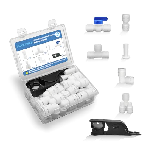 3/8" Quick Connect Push-to-Connect Water Line Fittings Kit - size: 3/8 inch,16Pcs