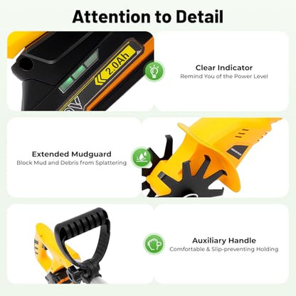 20V Cordless Electric Tiller Cultivator, 3.94" Working Width - size: 20V, 2 Blades