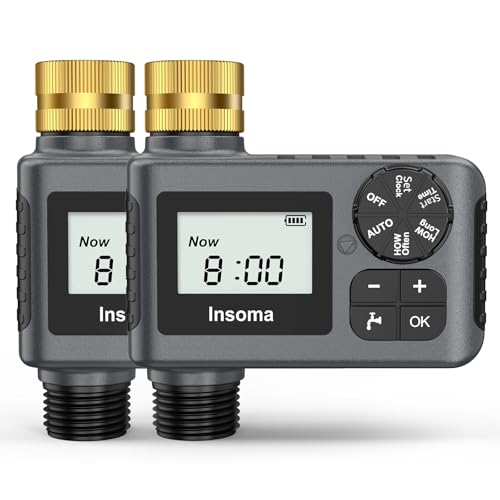 2 PCS Water Timer with Brass Inlet, Water Sprinkler Timer with Rain Delay/Manual/Automatic Drip Irrigation and Lawn Watering System for Yard - size: 1 Outlet -2 Pack