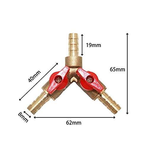 Joywayus 5/16" Hose Barb, Y shaped Type 3 way Union Intersection/Split Brass Shut off Ball Valve Fitting - size: 5/16"-1pcs