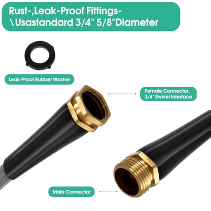 Garden Hose 50 FT, Non-Expanding Water Hose, Kink-Free, Burst-Resistant