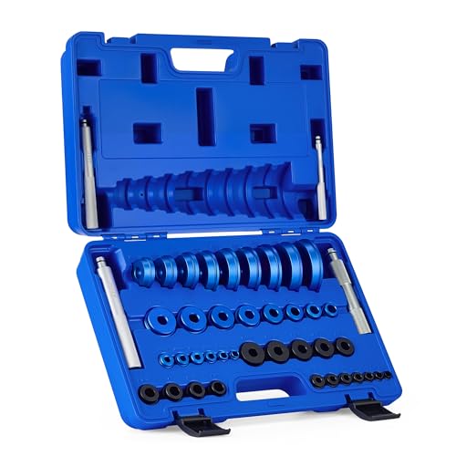 OMT Bearing Press Kit, Bearing Race & Seal Driver Set, Seal Installer Set | 43pc Wheel Bearing Press Kit with 23 Metric & 16 SAE Adapters, Bushing Driver Set with 4 Handles for Bearing Installation - size: 10-81 mm & 3/8 to 1-3/8 in.