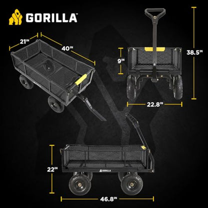 Gorilla Carts Steel Utility Cart, 900 lb. Capacity, 4 Cu Ft, Black