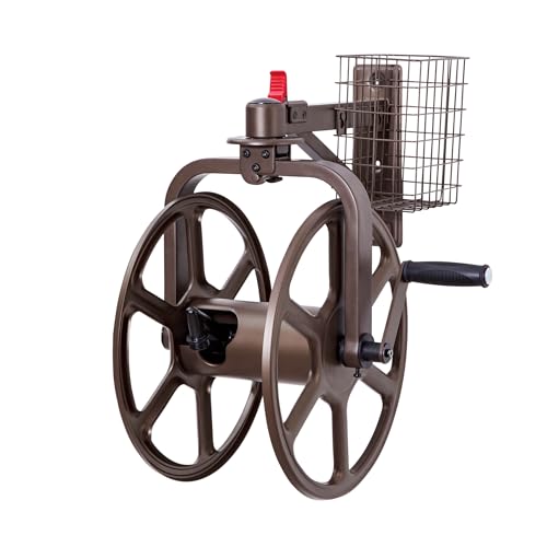 Liberty Garden Single Arm Navigator Hose Reel with Pull Up Latch, Bronze - style: Single Arm, Pull up Latch, Bronze
