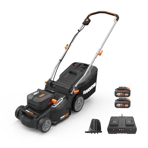 Worx Cordless Lawn Mower, 40V 16" 2-in-1 Grass Mower for 1/4 Acre, WG737 - style: 16" 40V Mower w/(2) 4.0Ah Batteries