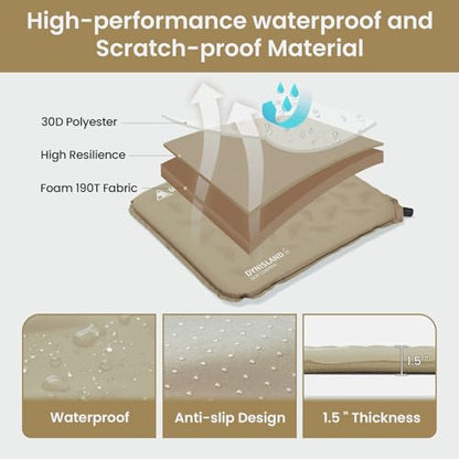 ONETIGRIS Inflatable Seat Cushion, Lightweight Waterproof Seat Pad - color: 1 Pack Brown