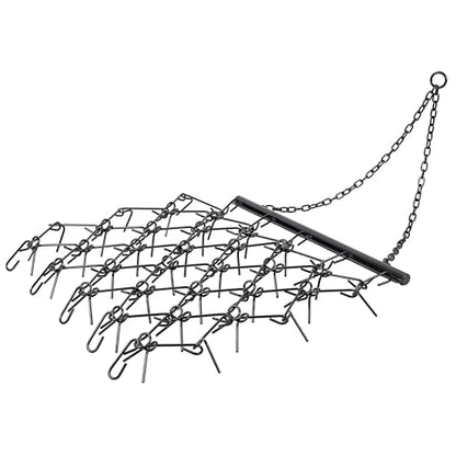4FT Heavy Duty Steel Drag Harrow, Field Leveling Chain Rake for ATV UTV Compact Tractors, Black Coated Durable Construction
