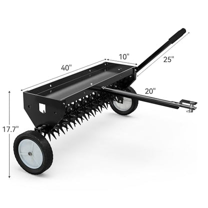 YITAMOTOR 40in Tow Behind Spike Aerator, Lawn Plug Aerator Soil Penetrator