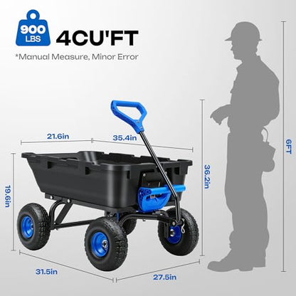 Wheelbarrow Garden Dump Cart Wagon 4 Cu.Ft. - color: 900lbs|blue