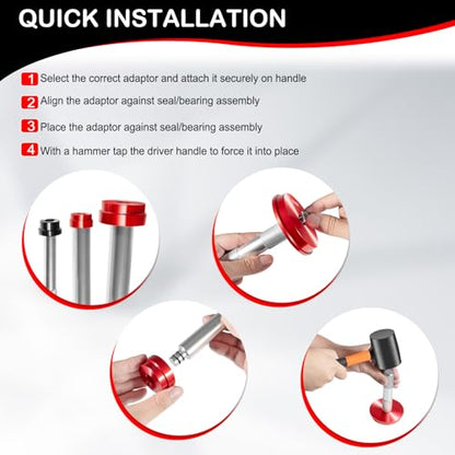 Bonbo Bearing Press Kit, 43 pcs Bearing Race and Seal Driver Set with Adapters and Handles, Seal Driver Installer Kit for Bearing Installation, Black Case