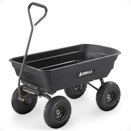 Gorilla Carts Poly Dump Cart, 600 lb. Capacity, 4 Cu ft, Quick Release Dump - size: 4-Cubic Feet, style: Pneumatic