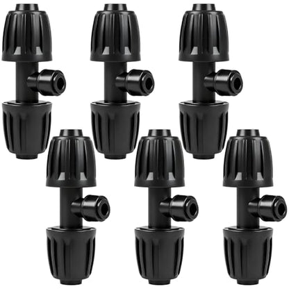 6 Pack 1/2" To 1/4" Drip Irrigation Fittings, 1/2 Inch (1/2" ID x 0.6-0.65" OD) Drip Line to 1/4 Inch Irrigation Tubing Adapter Anti-Drop Quick Connect Reducer 3 Way Tee Connectors - size: 1/2" to 1/4" (3 Way) Reducer-6P