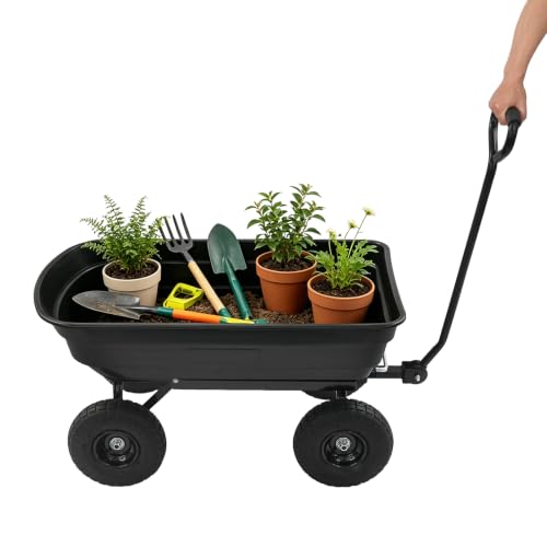 Heavy Duty Garden Cart with 90° Rotating Handle, 551lbs Capacity (Black) - color: Black