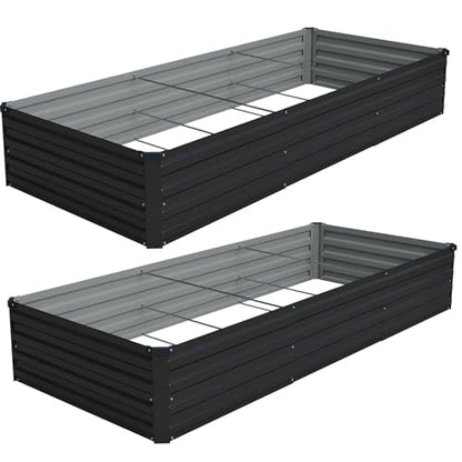 Vengarus 2PCS 9x3x1ft Galvanized Raised Garden Beds Kit,Planter Box Black - color: Black, size: 9x3x1FT(2PCS)