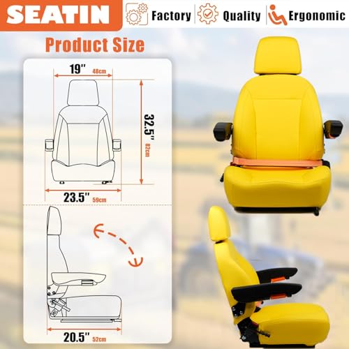 SEATIN Universal Tractor Seat, Zero Turn Mower Seat (yellow) - color: yellow