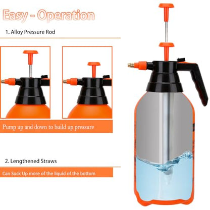 MRPAPA 2 Pack 3L Handheld Garden Pump Sprayer with Adjustable Brass Nozzle - color: Organge