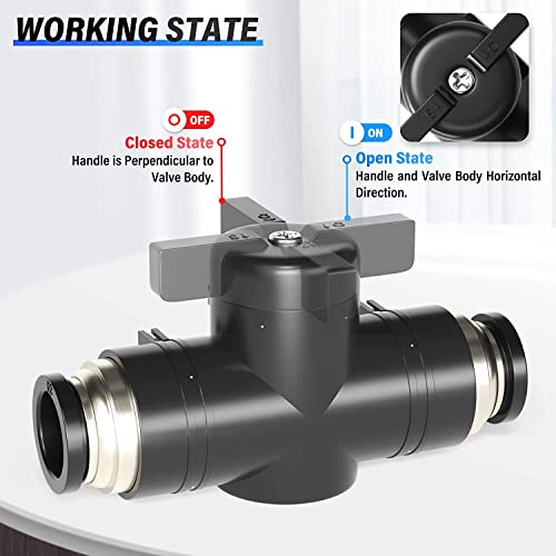 TAILONZ 1/4"OD Push-to-Connect Fitting Ball Control Valve BVU-1/4 5Pcs - size: 1/4"OD/5PCS