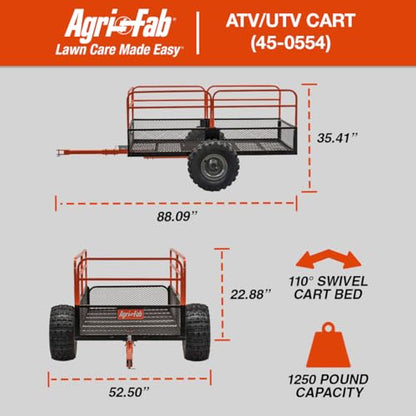 Agri-Fab 45-0554 1250lb Capacity Steel Swiveling / Dump Cart / Utility ATV/UTV Cart, 18 inch x 9.5 inch All Terrain Pneumatic Tires - style: 1,250 lb. Steel Tow-Behind Swivel Dump Cart