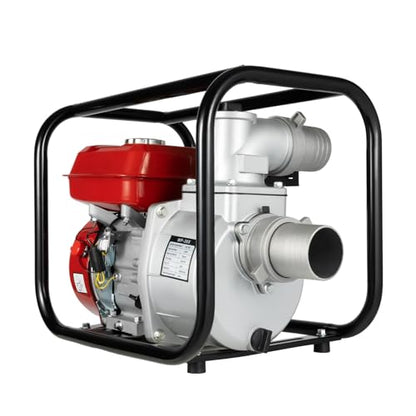 7.5HP Gasoline Water Pump 3 Inch 4-Stroke 196CC High Flow Irrigation Pump Air-Cooled Engine Portable Farm Garden Water Transfer Pump for Heavy Duty Water Movement