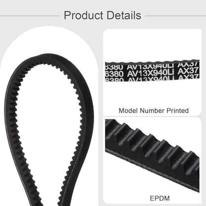 uxcell AX37 EPDM V-Belt, Raw Edge Cogged Industrial Rubber V Belt 1/2" Width x 37" Inside Circumference - size: AX37