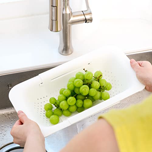 Blue Ginkgo Over Sink Colander, Extendable Kitchen Strainer, White - color: White, size: 1 Pack