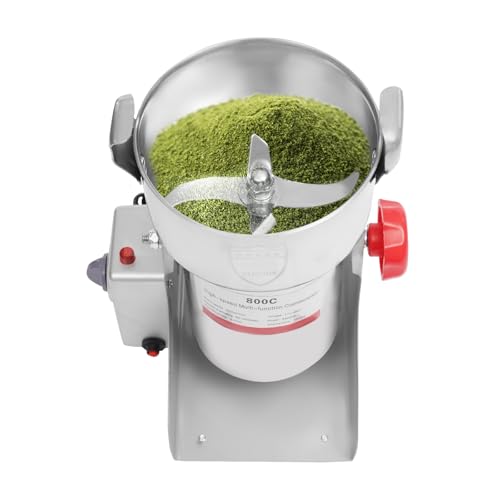 Grain Mill Grinder 800g High Speed Electric Stainless Steel Grinder Cereals Corn Flour Pulverizer Powder Machine for Dry Spice Herbs Grains Coffee Rice Pepper (800g/1.76lbs) - size: 800g/1.76lbs