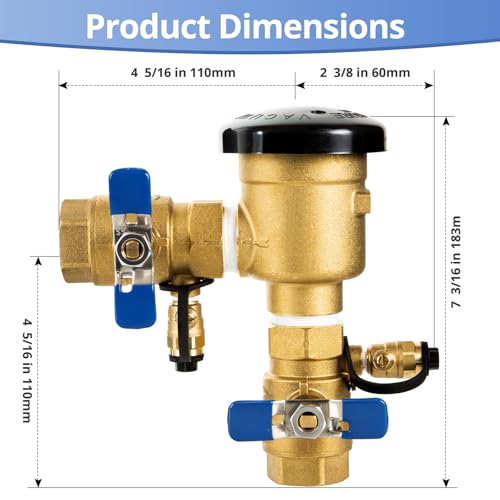 3/4 Inch Brass Backflow Preventer, Pressure Vacuum Breaker Assembly - size: 0.75 Inch